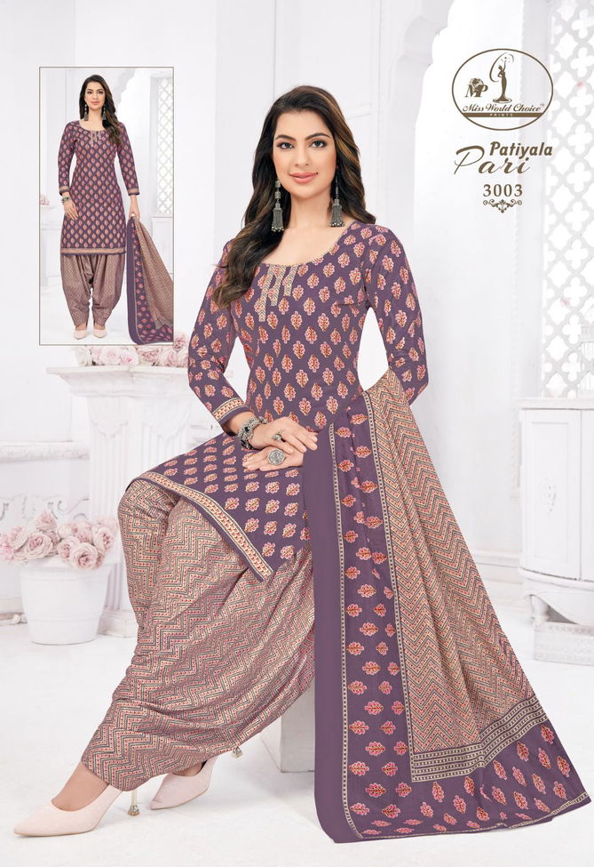 Miss World Choice Patiyala Pari 3 Printed Cotton Dress Material